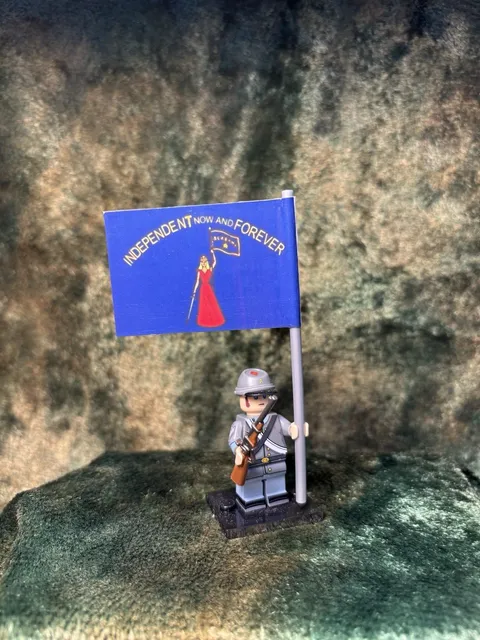 2x 54mm MINI American Civil War Confed + ALABAMA State Flag on LEGO POLE