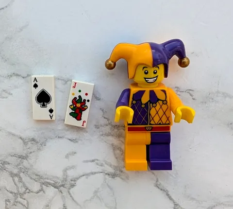 LEGO® Minifigure col187 w/ Cards Items - Jester, Series 12 (Great Condition)