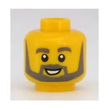 LEGO Minifigure, Head Dark Bluish Gray Thick Eyebrows, Angular Beard inv.657