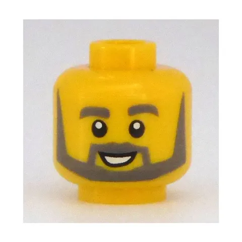 LEGO Minifigure, Head Dark Bluish Gray Thick Eyebrows, Angular Beard inv.657