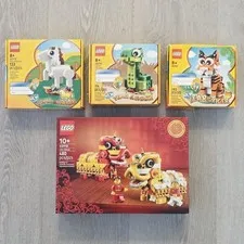 Lego Chinese New Year Festival Lot Lion Dance Snake Tiger Horse 4 NEW Build Kits