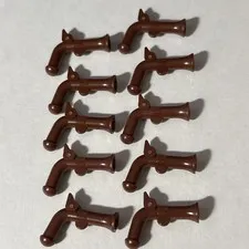 (10)LEGO Part-2562 Minifigure, Weapon Gun, Reddish Brown Pirate Flintlock Pistol