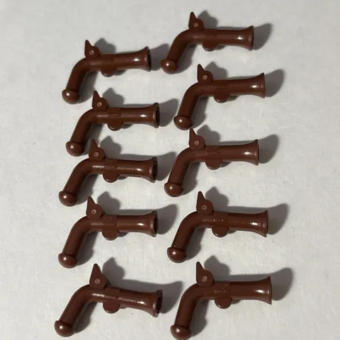 (10)LEGO Part-2562 Minifigure, Weapon Gun, Reddish Brown Pirate Flintlock Pistol