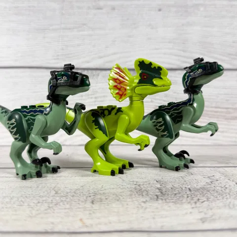 Lego Raptor Minifigure Velociraptor Jurassic Blue Dilophosaurus Dinosaur Lot 3