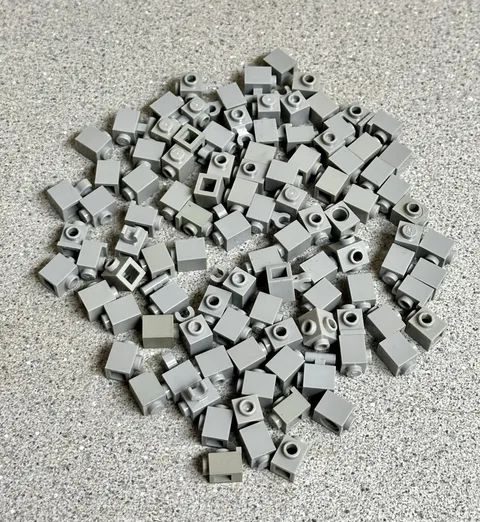 Genuine Lego 100 Pieces Light Gray Brick 1x1 Bulk Building Parts Lot 3005 Mixed