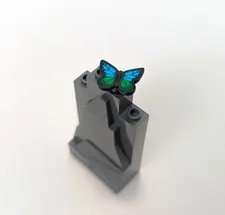 Lego New Black Butterfly w/ Stud Holder Medium Azure and Bright Green Wings