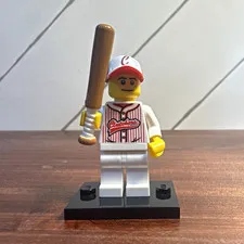 LEGO Minifigure Series 3 Baseball Player COL047 Complete w/ Bat & Stand 2011