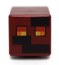 LEGO Dark Red Minifigure Head Minecraft Magma Cube Orange Yellow Eyes 6468478