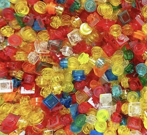 Lego Lot Of 500 Small Translucent Pieces Picked at Random Mixed Colors 1x1s