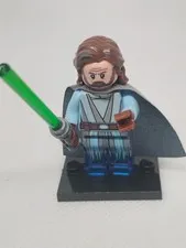 Custom Lego Luke Skywalker Older, Jedi Master Minifigure,  with black stand  