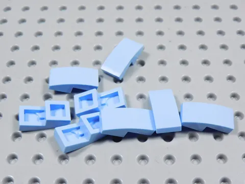 LEGO Lot of 8 Bright Light Blue 2x1 Curved Slopes No Stud BE
