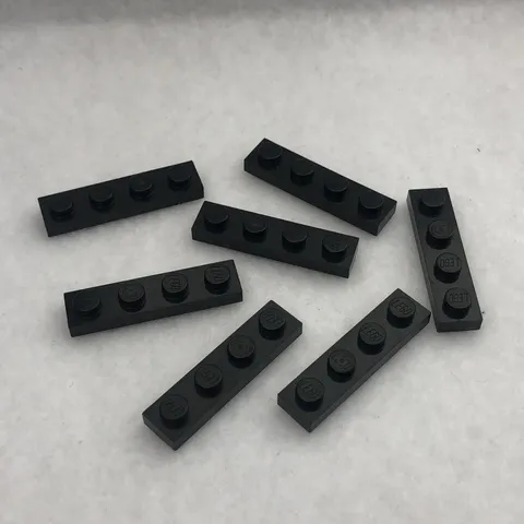 LEGO 3710 Black Plate 1 x 4 (x7)