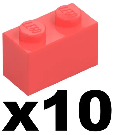 Lego New Part 3004 - Qty 10 - BRICK Coral 1 x 2 Stud Pieces D911