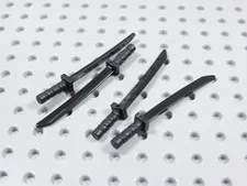 LEGO Lot of 4 Black Katana Swords Weapon Minifig BJ