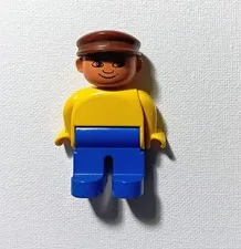 LEGO DUPLO - Replacement - Figure - Taxi Driver - Yellow / Blue Pants - 2.5"