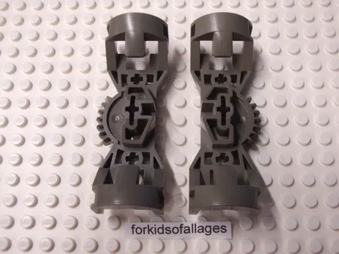 2x Lego Bionicle Rahkshi Torso Gear 7 Tooth w/3 Axle Holes 44247 Old Dark Gray