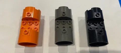 LEGO (x3) Black, Orange, Gray Cylinder Reactor 3  Horizontal Parts 30360