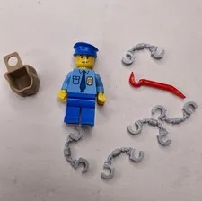 Lego Policeman + 5 Pairs Handcuffs + 1 Loot Sack