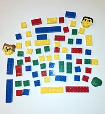 LEGO DUPLO Bulk Lot Assorted Multicolor Plastic Bricks w/ Dog & Figure Head 2+
