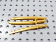 LEGO Lot of 3 Pearl Gold Katana Swords Weapon Minifig BI