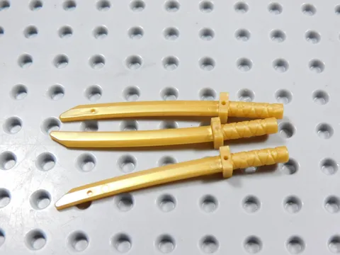 LEGO Lot of 3 Pearl Gold Katana Swords Weapon Minifig BI