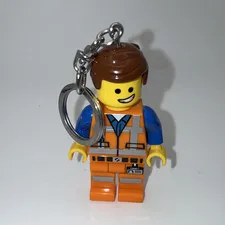 LEGO Emmet Minifigure Keychain The LEGO Movie with Metal Key Ring & Chain
