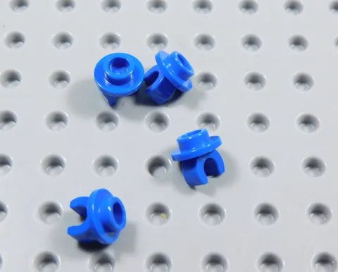 LEGO Lot of 4 Blue Round 1x1 Plates w/ Clip on Bottom BM