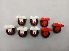Lego 2 x 2 w/ Wheel Holder Bottom Single Wheel Type Lot Of 8 Red/White