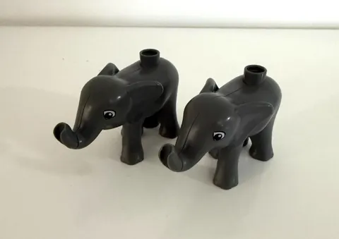 BABY ELEPHANT LEGO Duplo LOT! ~ 2 Gray Elephants ~ ZOO Safari Animals