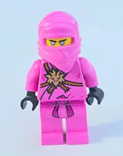 LEGO Pink Ninja Minifigure w/ Hood and Black Hands Plastic Figure