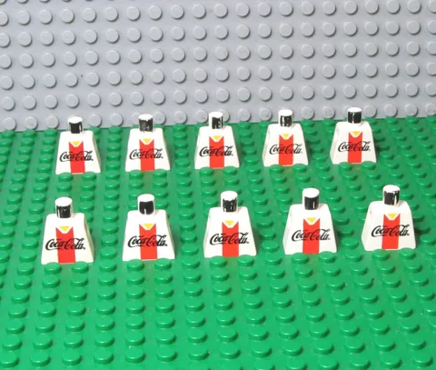 LEGO Coca-Cola Uniform White Torso Without Arms Minifigure Parts Set of 10