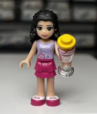 LEGO Emma Minifig frnd0001 Friends Magenta Skirt Lavender Top Black Hair 3931