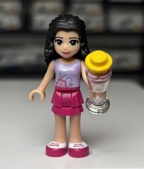 LEGO Emma Minifig frnd0001 Friends Magenta Skirt Lavender Top Black Hair 3931