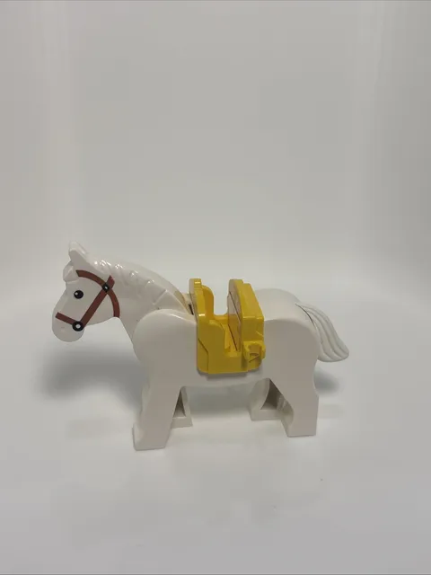 Lego White Horse With Yellow Saddle And Moving Head