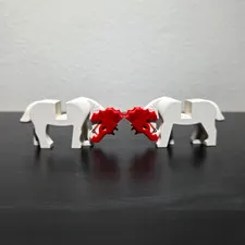 Lot Of 2 LEGO White Horse Mini Figures With Red Dragon Masks