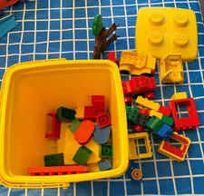 Lego Duplo Lot with Yellow Bucket Preschool Basic Building blocks