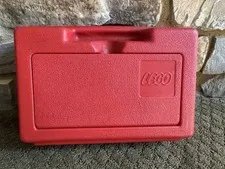 1980s LEGO Red Plastic Storage Carrying Case Box Interlego USA Made 11” x 7”