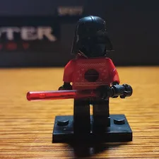Christmas LEGO Darth Vader Minifigure with Helmet and Red Lightsaber