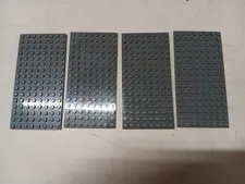 LEGO BULK LOT 4 DARK BLUISH GRAY 8X16 STUD BASE PLATES #92438 5" x 2.5"