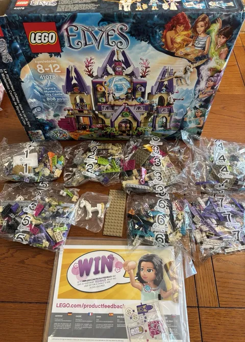 LEGO Elves Skyra's Mysterious Sky Castle 41078 Open Box, Box In Used Condition