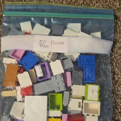 LEGO Bulk Lot Mixed Multicolor Plastic Bricks & Pieces in Polybag, 50+ Pieces