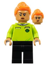 Soccer Referee - Orange Hair, Lime Jersey, Black Legs - Used LEGO