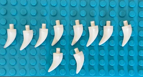 Lego Parts (10) ~ White Barb / Claw / Horn / Tooth - Medium ~ No 87747