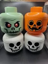 LEGO Halloween Skeleton Pumpkin Storage Head Bin Lot of 4 Room Copenhagen