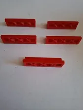 No 312.  5 x lego fence grilles 3633. 1x4x1. Red