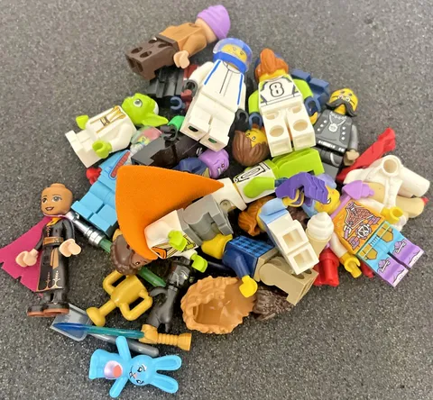 Unsorted Lot Of Lego Minifigures, Accessories, Pieces, And More