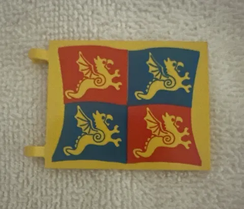LEGO Vintage Yellow Blue & Red Dragon Flag - Black Knight's Castle Pattern
