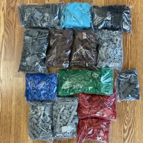 Bulk Sorted Lego 13 lbs Sorted by Color Red White Blue Gray Black Bricks