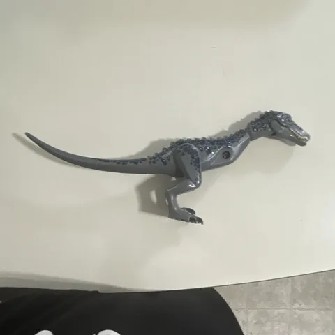 LEGO Dark Gray Dinosaur Figure w/ Dark Blue Spots, Articulated Jaw Plastic