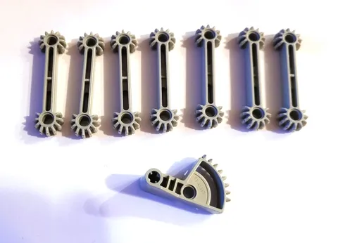 Vintage LEGO Bionicle parts - light gray bevel gears x8 Technic arm 2002-03